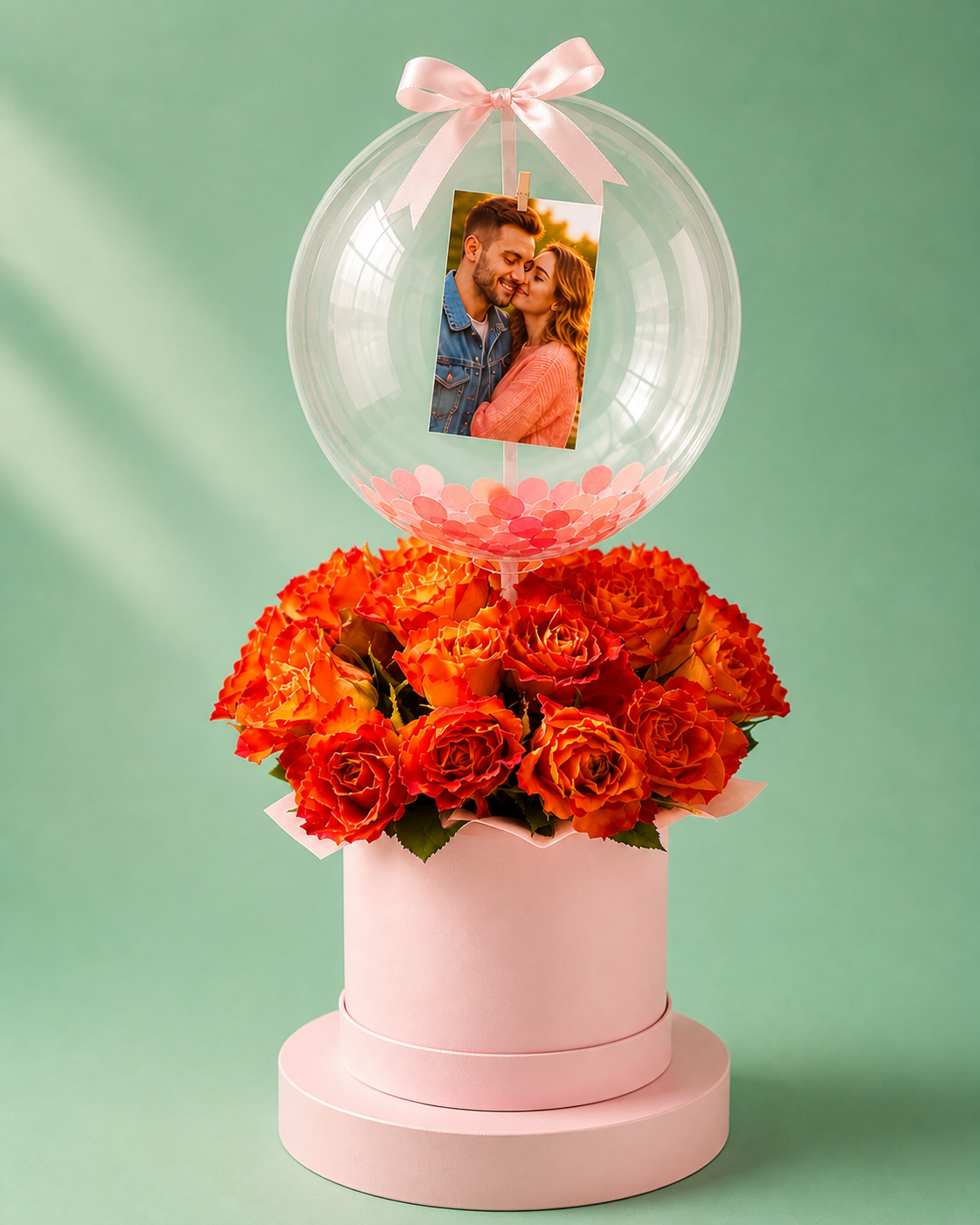 Personalisierte Blumenbox – frische Blumen, dein Foto, ein Moment